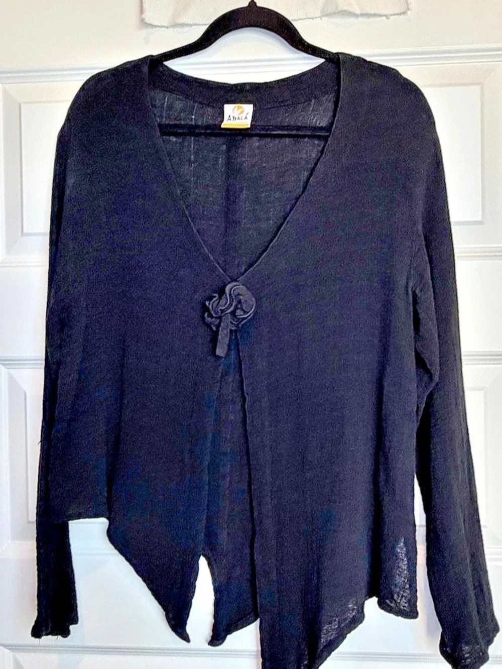 Abaca Womens Size 1 Black 100% Cotton Gauze Cardigan Jacket Open Front Mexico